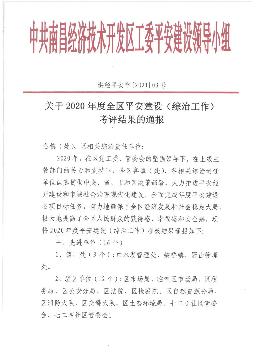 金开星空（中国）获评2020年度南昌经开区平安建设先进单位