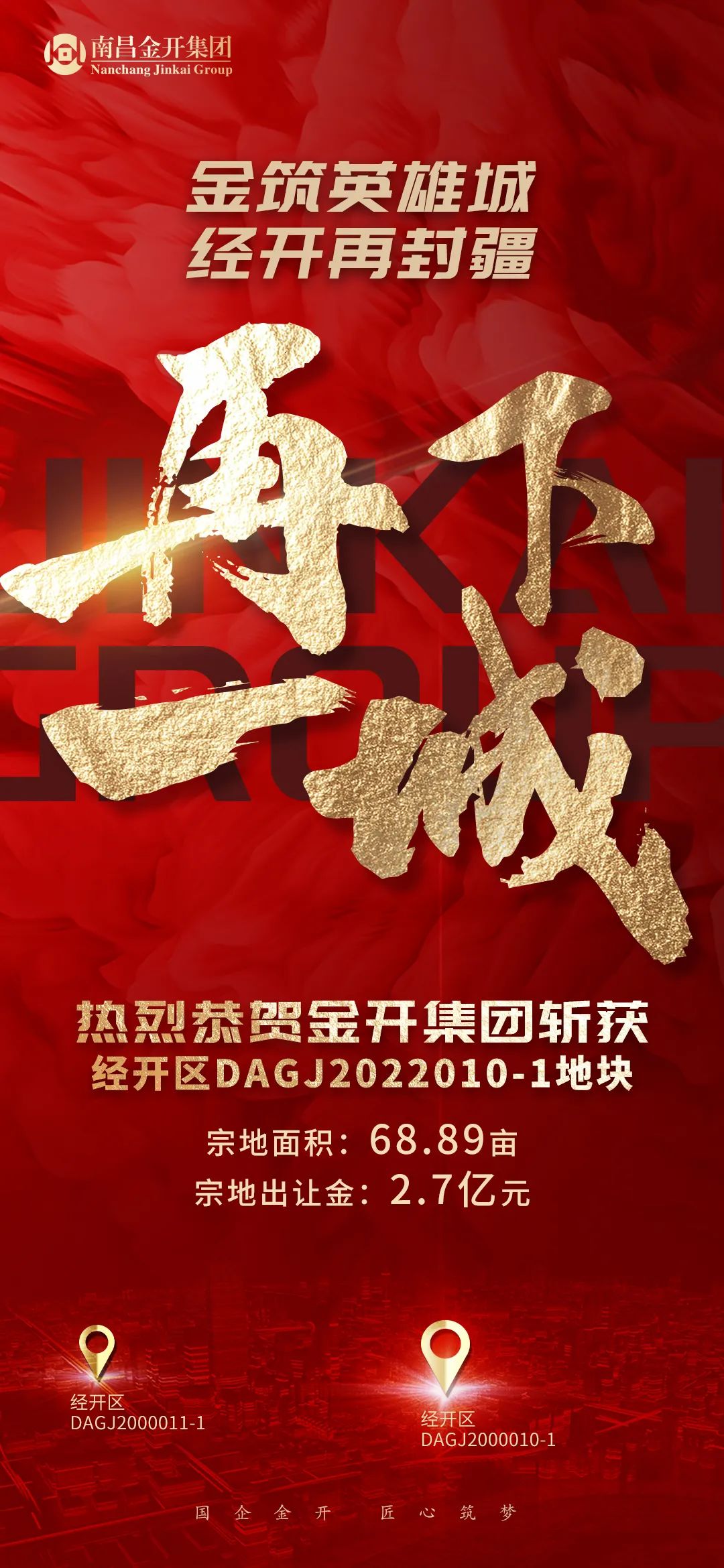 喜报！金开星空（中国）2.7亿再次成功摘地