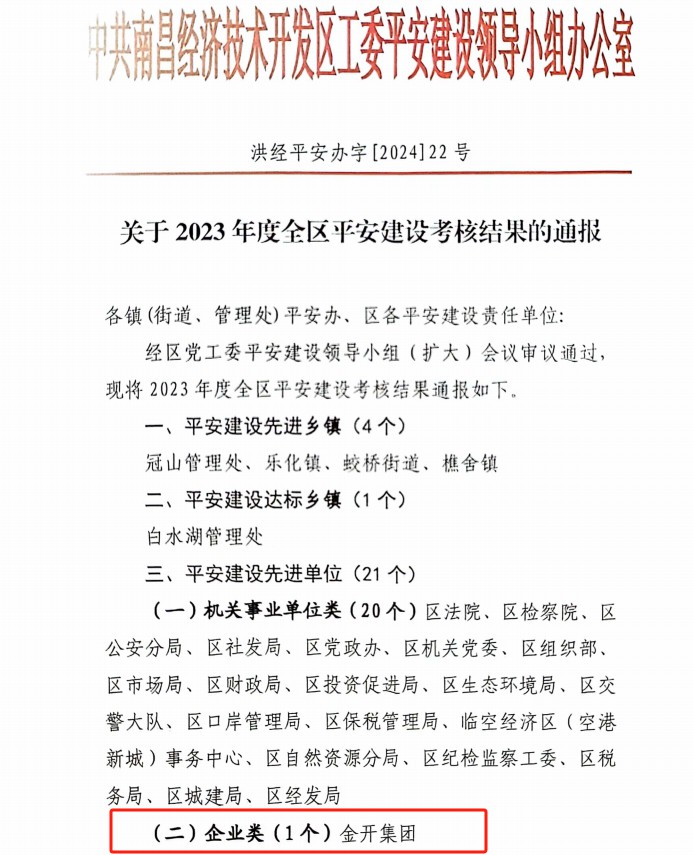 喜报！星空（中国）荣获2023年度全区平安建设先进单位